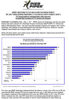 Press Release: BMW MOTORCYCLE DEALERS RANKED FIRST BY 2017 PIED PIPER PROSPECT SATISFACTION INDEX(R) (PSI(R)) 11th annual industry benchmarking study measures in-dealership treatment of U.S. motorcycle shoppers