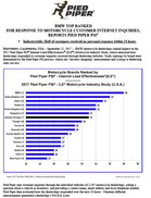 Press Release:  BMW TOP RANKED FOR RESPONSE TO MOTORCYCLE CUSTOMER INTERNET INQUIRIES, REPORTS PIED PIPER PSI(R) Industrywide: Half of customers received no personal response within 24 hours