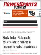 Powersports Business Study: Indian Motorcycle dealers ranked highest in response to website customers