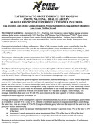 Press Release: NAPLETON AUTO GROUP IMPROVES TOP RANKING AMONG NATIONAL DEALER GROUPS AS MOST RESPONSIVE TO WEBSITE CUSTOMER INQUIRIES Top Seventeen Auto Dealer Groups Measured: Penske Automotive Group and Herb Chambers Auto Group Tied for Second
