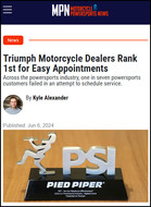 Motorcycle & Powersports News Triumph Motorcycle Dealers Rank 1st for Easy Appointments